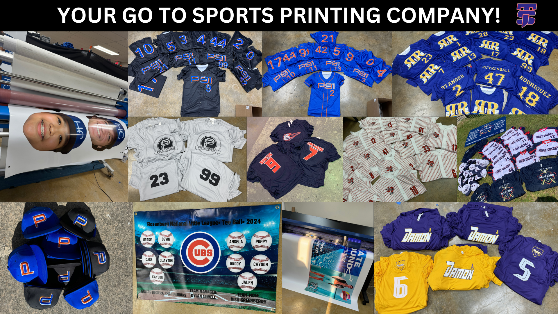 custom printed sports banners, signs, ports jerseys, practice jerseys fat heads