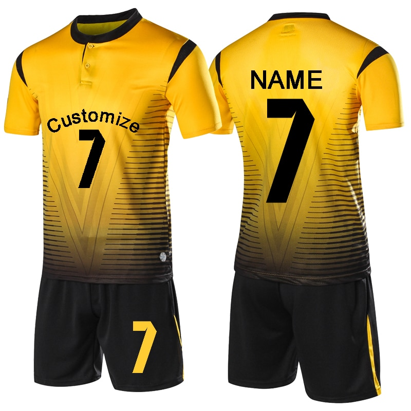 Dynamic image of a soccer player executing a precision kick in a custom jersey, designed online with vibrant, full sublimation printing that showcases team colors and logos vividly against the pitch backdrop.