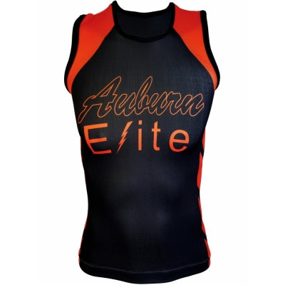 Image of a track athlete sprinting in a custom track uniform designed online, featuring lightweight, breathable fabric with vibrant, full sublimation printing that enhances visibility and team identity on the track.